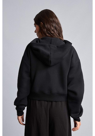 Defacto Regular Pamuklu Fıt Kapüşonlu Fermuarlı Siyah Sweatshirt I2412ax26aubk81 Siyah-bk81