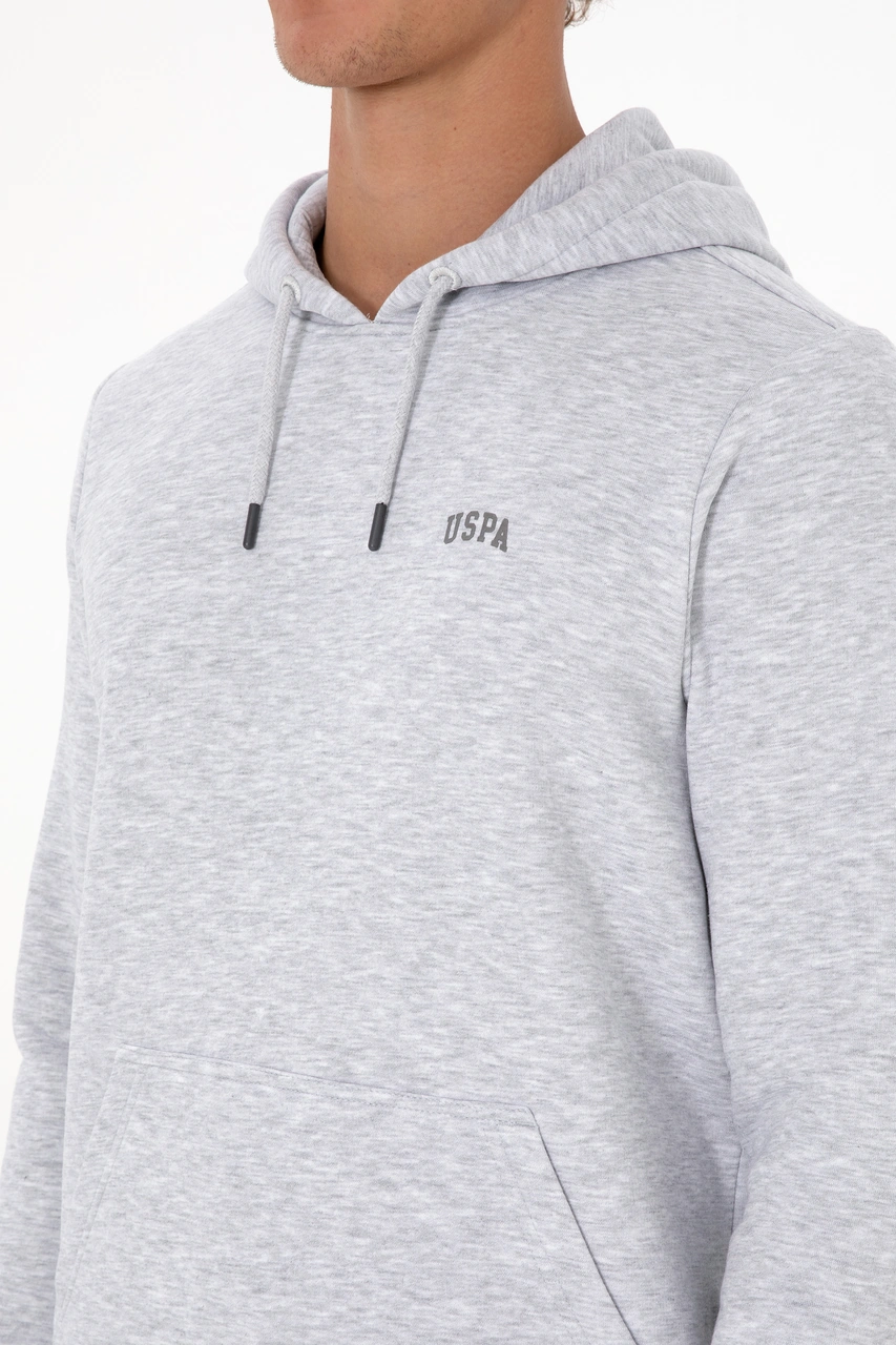 U.S. Polo Assn. Erkek Regular Fit Kapüşonlu Şardonlu Açık Gri Basic Sweatshirt 50315582-VR001