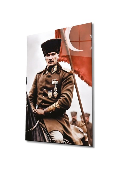 Atatürk Portre Ve Türk Bayrağı Cam Tablo Modern Ev Ofis Salon Hediyelik Büyük Tablo Duvar Dekoru22
