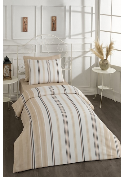 Asos Tek Kişilik Pamuklu Nevresim Seti 160x220 Krem