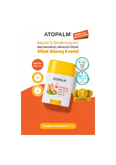 Bebek Ve Çocuklar İçin Mineral Filtreli Stick Güneş Kremi Atopalm Outdoor Sun Stick Spf50+ Pa++++