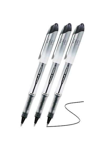 Siyah Pilot Kalem Ub-200 Vision Elite 0.8mm 3 Adet Uniball Pilot Kalem 0.8 Mm Roller Uçlu Pilot Kalem İnce Uçlu Likit Siyah