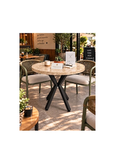 Kalınlaştırmalı Mutfak Cafe Balkon Bahçe Restoran Yemek Masası 70x70 Siyah Traverten Yuvarlak Mermer - Siyah Mermer - Siyah Kalınlaştırmalı Mutfak Cafe Balkon Bahçe Restoran Yemek Masası 70x70 Siyah Traverten Yuvarlak Mermer - Siyah Mermer - Siyah