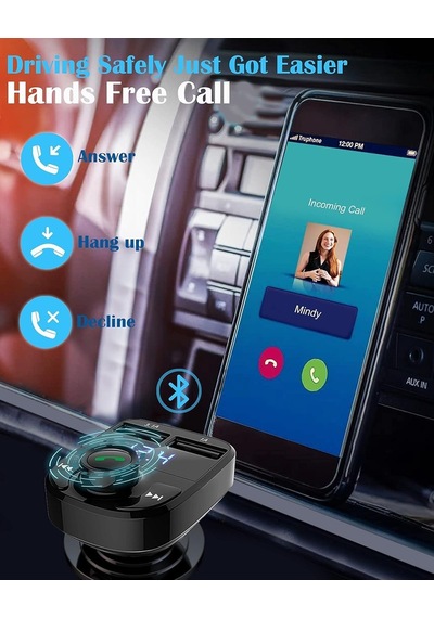 Pdateknoloj Concord C-606 Araç Fm Transmitter 5.1 Bluetooth Araç Kiti Usb 3.1amper Hızlı Şarj Çıkışlı Çakmakl