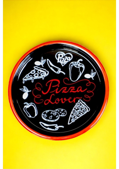 22 No Pizza Tabağı Tepsisi Supla Pasta Tabağı Servis Tabağı 22cm - Kırmızı