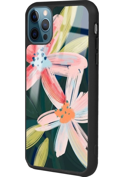 Apple Uyumlu iPhone 11 Pro Suluboya Çiçek Tasarımlı Glossy Telefon Kılıfı Çok Renkli