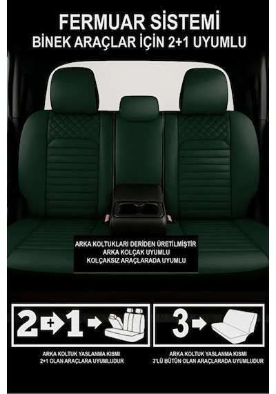 Mini Countryman R60 Cooper D 1.6 112 Hp All4 2012 Uyumlu Spor Serisi Deri Yeşil Oto Kılıfı Tam Set