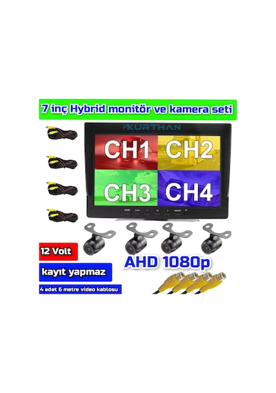 Tarımsal Araçlara 7'' Ekran 4 Ad 1080p Ahd Kamera -kayıtsız -12 V