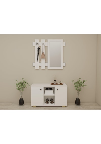 Sarissa Ayakkanbı Dolabı/askılık/antre Dolap-beyaz Beyaz