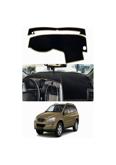 Ssangyong - Kyron 2005-2015 Uyumlu Torpido Koruma Kılıfı - Taba Şeritli