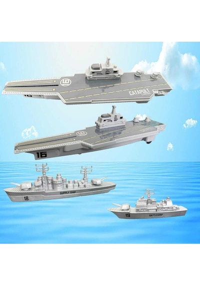 Oyuncak Uçaklı Savaş Gemisi Askeri Kruvazör 9 Parça Uçak Fırlatır Gemi Destroyer Kruvazör Jet Uçağı