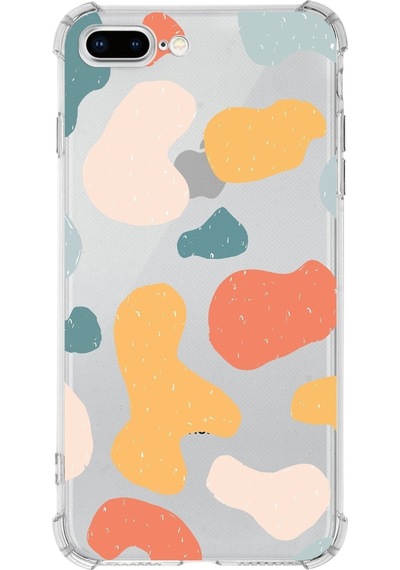 Apple Uyumlu iPhone 8 Plus Köşe Korumalı Antişok Kapak Grunge Tasarımlı Şeffaf Kılıf