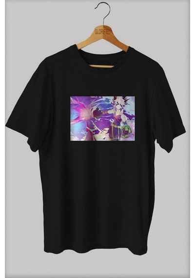Noıssey -wed Boku No Hero Academia Baskılı Oversize T-shirt Tişört Sokak Tarzı Siyah