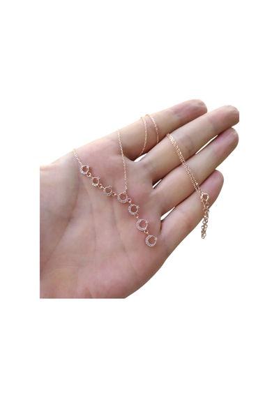 Modahilye 925 Ayar Gümüş Sıralı Ayyıldız Rozegold Renk Kolye Rose Gold