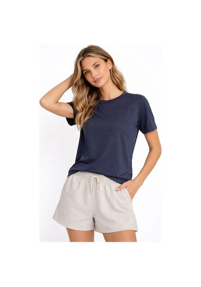 Osy Modal Kadın Bisiklet Yaka T-shirt - İndigo İndigo