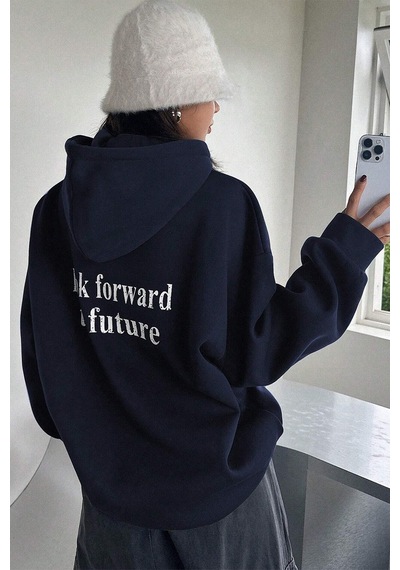 Mr. Everyting Baskılı Oversize Sweatshirt Lacivert