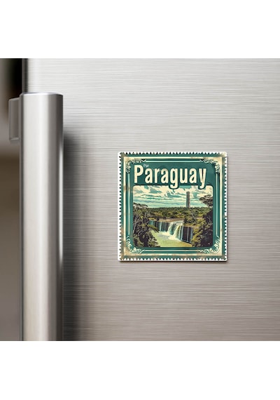 Paraguay Paraguay - Posta Pulu Temalı Ülke - Baskılı Buzdolap Magneti Kare - 9x9 Cm