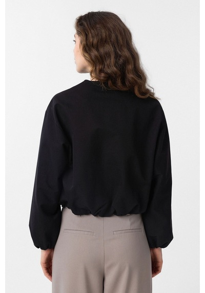 Antioch Crop Kadın Bomber Mont Siyah