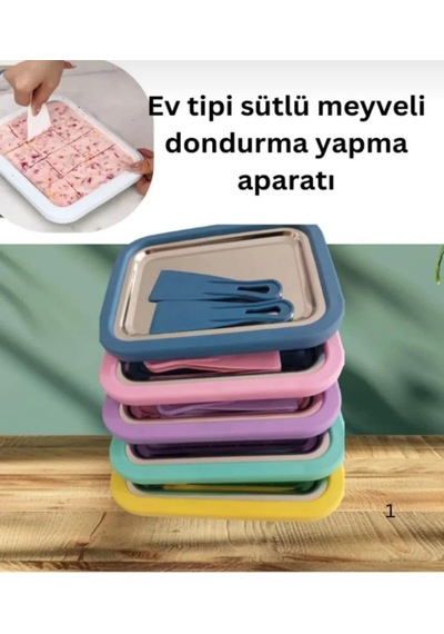 Ev Tipi Spatulalı Rulo Dondurma Tavası Yoğurt Dondurma Bowl Tabağı Dondurma Yapma Çok renkli