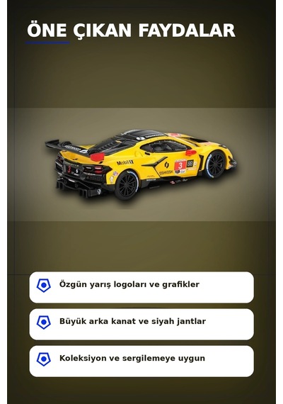 1/64 Chevrolet Corvette Z06 Gt3 Yarış Arabası - 2025 Imsa Daytona Modeli Bx-313376