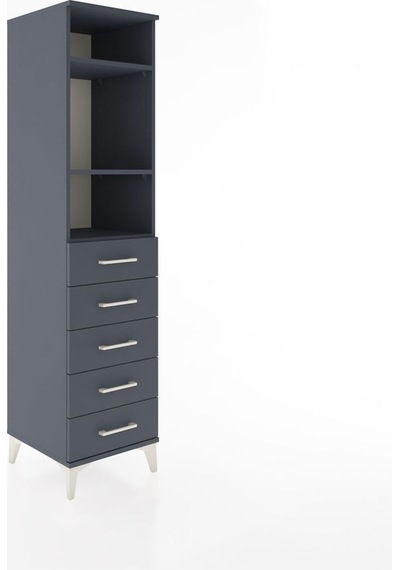 Hyperion Dolap 3 Raflı 5 Çekmeceli 44x44x182 Antrasit-antrasit Antrasit