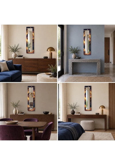 Prizma Dikey Panoramik Aynalı Dekoratif Cam Tablo - 36 X 110 Cm