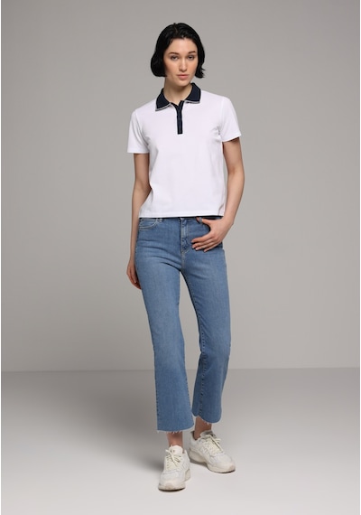 Colin's Colins Regular Fit Polo Yaka Düz Kadın Beyaz Kısa Kol Tişört Cl1080432 Q1.v1 Wht
