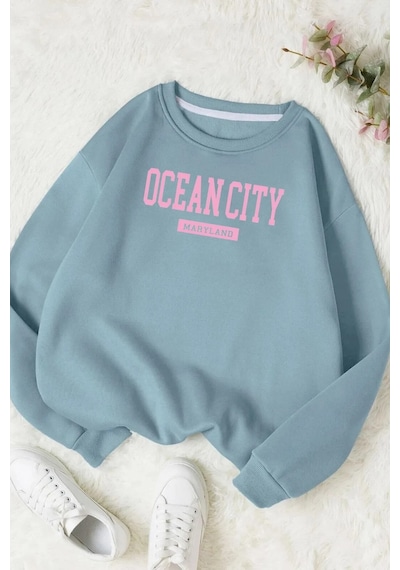 Startmore Ocean Cıty Bisiklet Yaka Sweatshırt 3-12 Yaş Arası Mevcuttur Bebe Mavisi