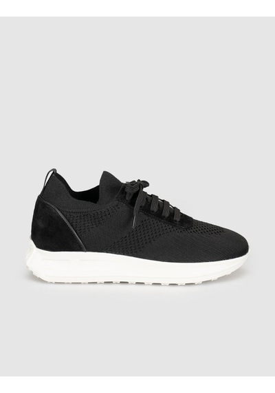 Siyah Triko Hakiki Deri Kadın Sneaker Ayakkabı