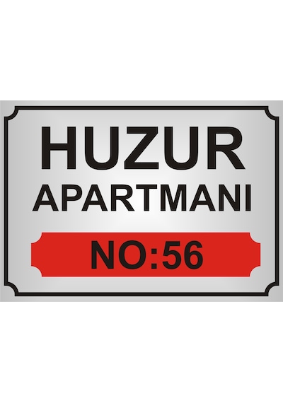 Apartman İsim Tabelası Mod2 Aliminyum AYNALI Gümüş  Metal Levha
