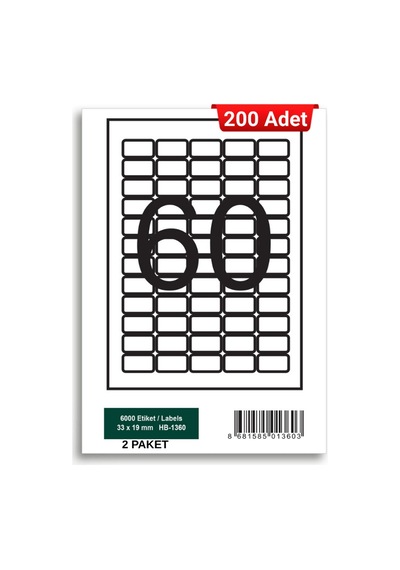 Herboy Hb-1360 33 X 19 Mm A4 Laser Etiket 200 Adet