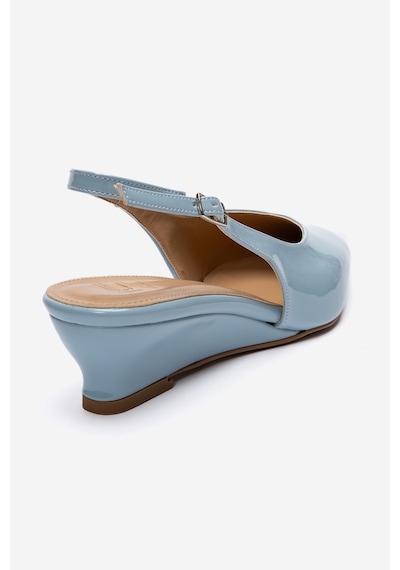 Luvishoes Rosella Bebe Mavi Rugan Mini Dolgu Kadın Topuklu Ayakkabı