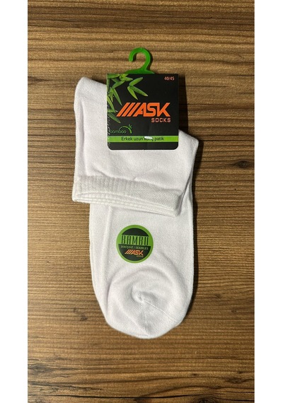 Ask Erkek Bambu Dikişsiz 12'li Çorap Beyaz