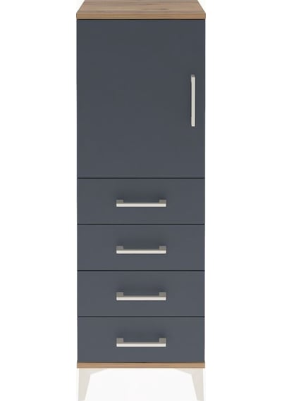 Arges Dolap 2 Raflı 4 Çekmeceli Tek Kapaklı 44x30x134 Çam-antrasit Atlas Çam