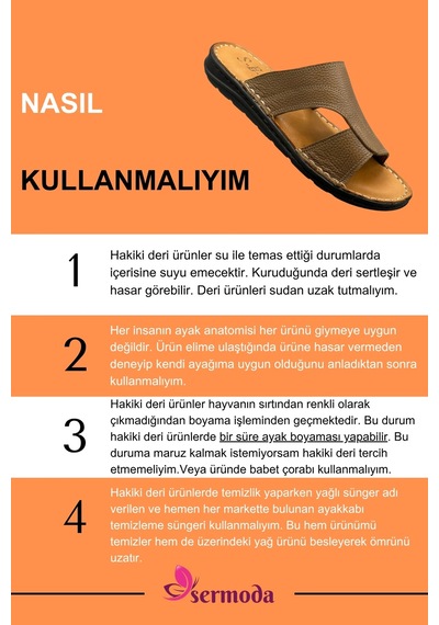 Sermoda Erkek Dei Terlik - Hafif Yumuşak Tabanlı Hakiki Deri Erkek Terlik A Vizon