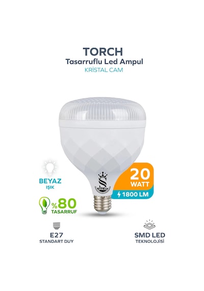 20w Kristal Tasarruflu E27 Beyaz Işık Torch Led Ampul 1 Adet 1 Adet
