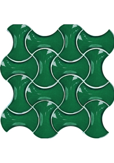 Armada Çini 12x20 Cm Kemik Yeşil Şekilli Seramik Karo N11.93