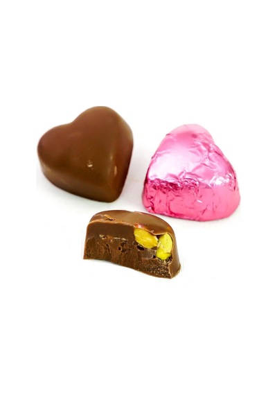 Dökme Yaldızlı Kalp Çikolata Pembe 250g