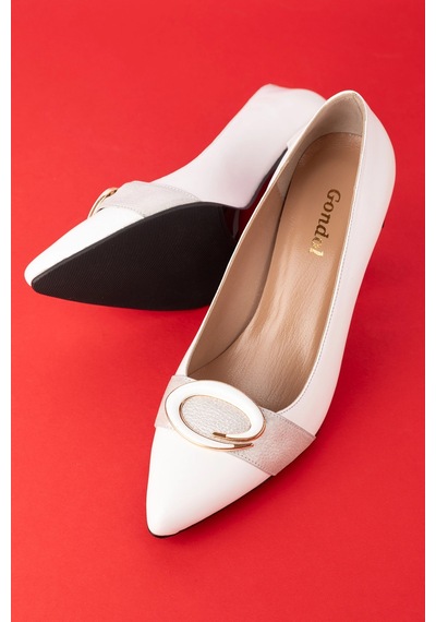 Gondol Kadın Hakiki Deri Stiletto Ayakkabı Ast.6201 Beyaz