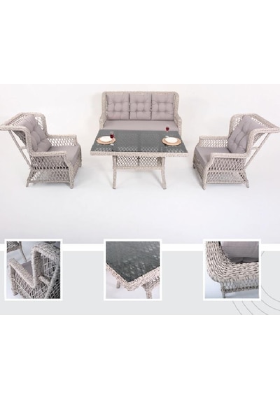 Flexy 1164 Rattan Eyfel 3lü Takım 3+1+1