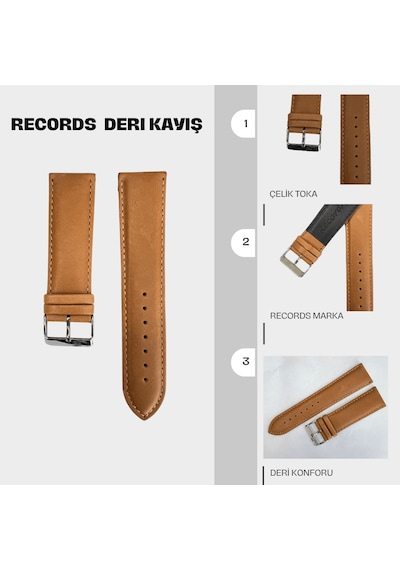 Rc3001s Records Deri Kayış - Açık Kahve - 18mm Şeffaf