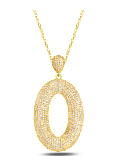 Brezza Lusso Jewelry 18k Serie Oro O Harfi Kadın Gümüş Kolye 50 CM 50 CM