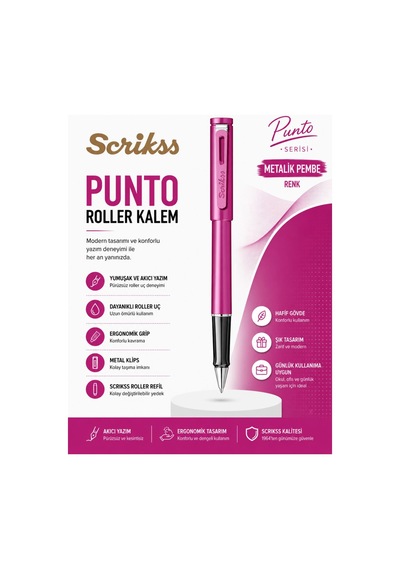 Scrikss Scrikss Punto Roller Kalem Metalik Pembe