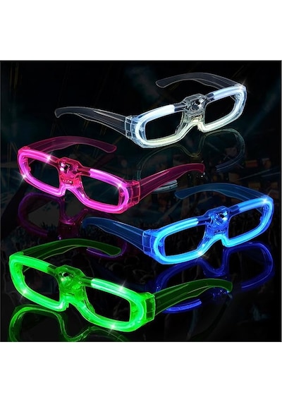 Pembe Led Işıklı Parti Gözlüğü 3 Modlu Glow &amp Gece Eğlence Gözlüğü - Yluh-874133