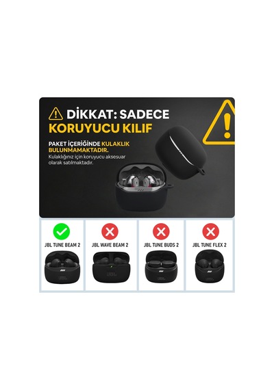 Caseonn Jbl Tune Beam 2 Kılıf Askı Aparatlı Mat Silikon Siyah