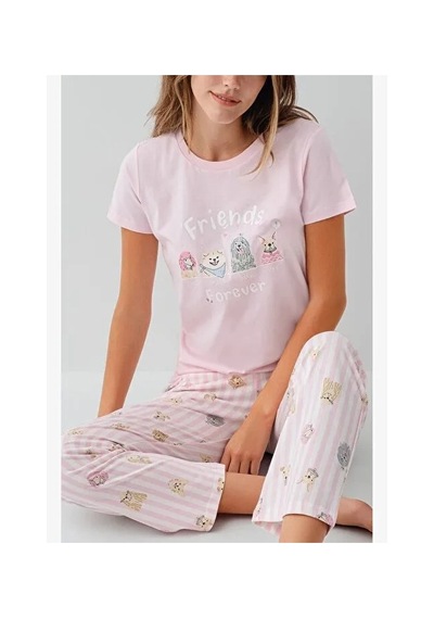 Angbutik Rolypoly Rp3810-s Kadın Kısa Kol Pijama Takımı PEMBE
