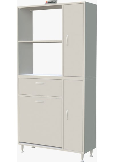 Mutfak Dolabı Sepetli Kirli Camasır Dolabı Banyo Dolabı 5 Raflı Cok Amaclı Dolap Beyaz