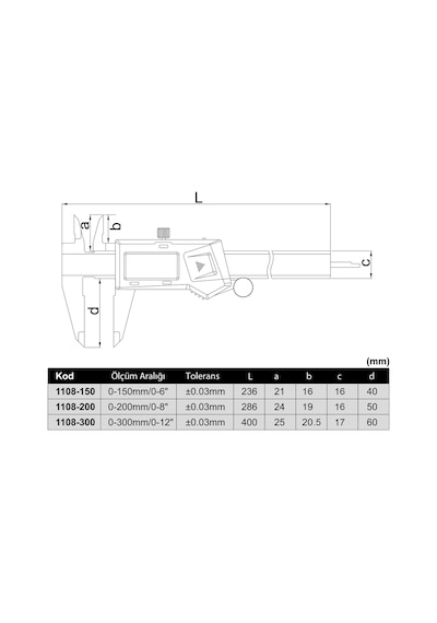 İnsize 1108-300 Dijital Kumpas 300 mm