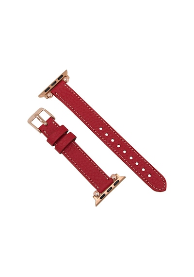 Bouletta Apple Uyumlu  Watch Deri Kordon 42-44-45 MM Ferro Kırmızı