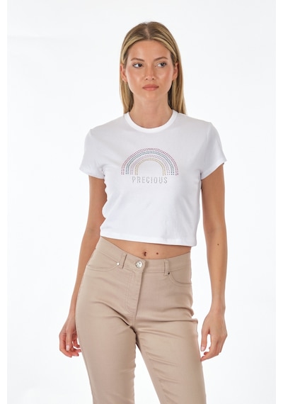 Only Sıfır Yaka Beyaz Kadın T-shirt 15286662 001